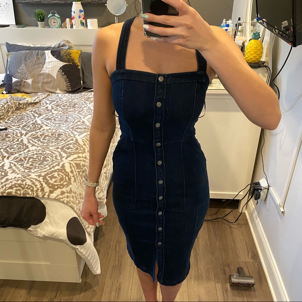 Midi denim dress with buttons